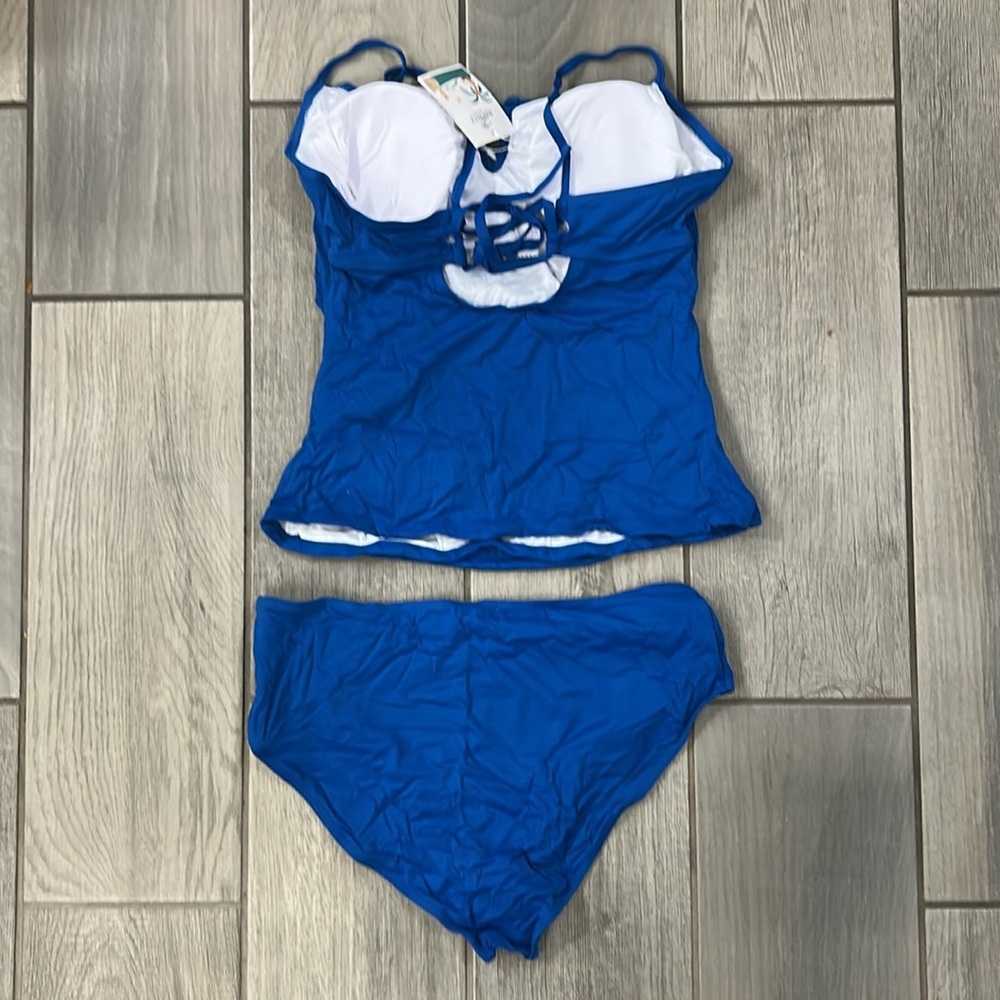 B2prity Tankini Women’s Swimsuit Tummy Control Ruched Two Piece V Wire Neck - Picture 6 of 7